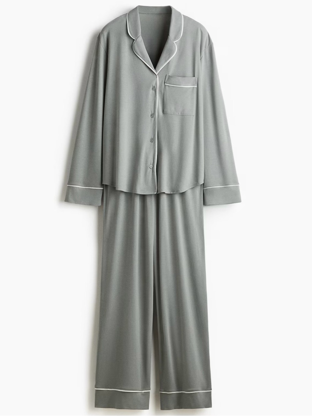 H&M Gray-Green Women's Pajama Set in Viscose Blend